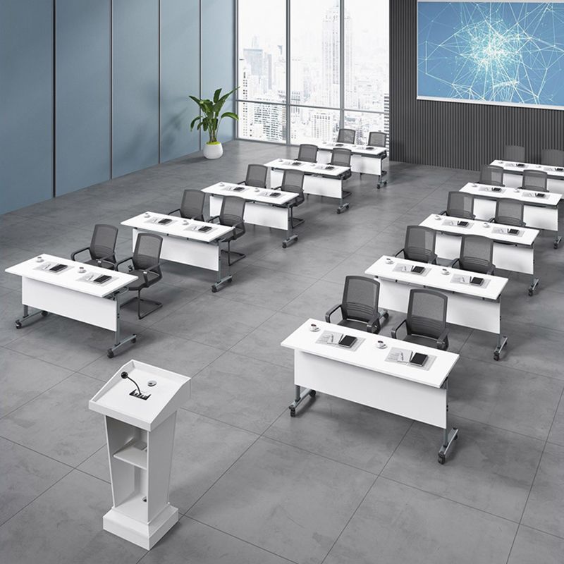 Folding Rectangular Writing Desk Manufactured Wood Top Desk with Caster Wheels Clearhalo 'furn' 'furn_office_desk' 'Furniture' 'Office Desks' 'Office Furniture' 'office_desk' 1200x1200_0bd8b845-fdf4-47e6-9357-e673547a06e0