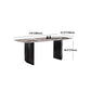 Modern Black Base Dinner Room Kitchen Table Rectangle Stone Dinette Table