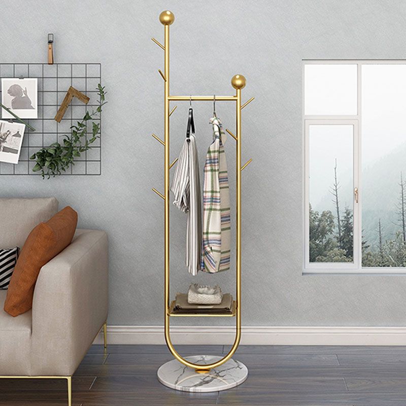 Moderna capa de metal Rack Forre Standing Solid Rall Árbol con ganchos de abrigo