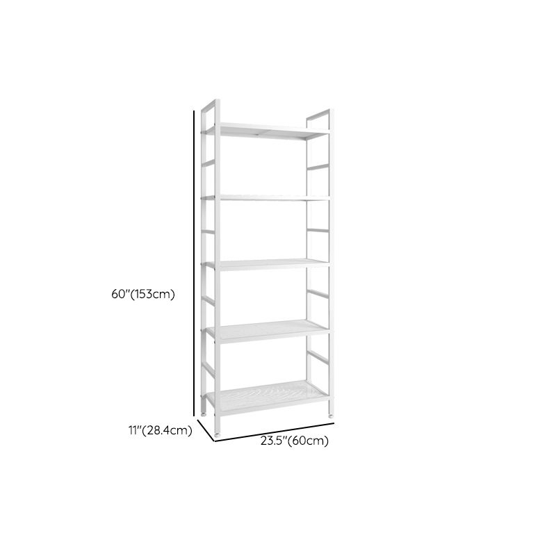 Modern White/Grey Metal Bookshelf Standard Vertical Open Shelf Bookcase
