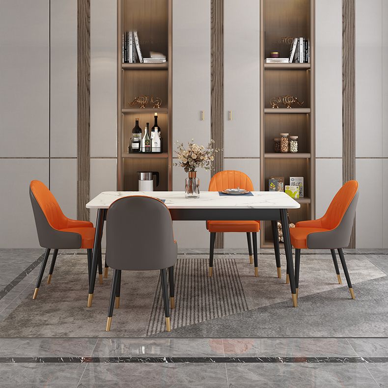 Modern Style Sintered Stone Dining Set with Rectangle Shape Dinette Set with 4 Legs Table Clearhalo 'Dining Room Sets' 'Dining Tables & Seating' 'dining_room_set' 'furn' 'furn_dining_room_set' 'Furniture' 'furniture_dining_room_set' 'Kitchen & Dining Furniture' 'kitchen&dining_furn' 'kitchen' 1200x1200_0bdc6467-c41a-4b71-8fbd-ba727f32039b