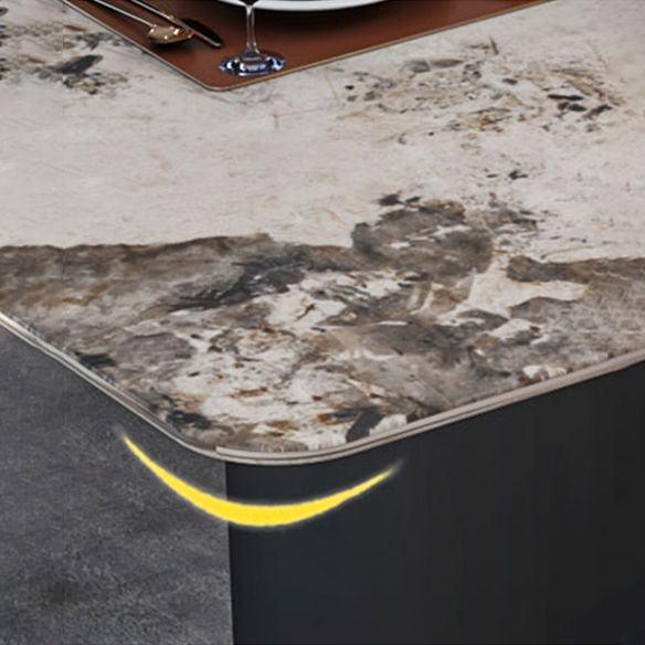 Contemporary Style Dining Set with Sintered Stone Dining Table and Cushion Chairs Clearhalo 'Dining Room Sets' 'Dining Tables & Seating' 'dining_room_set' 'furn' 'furn_dining_room_set' 'Furniture' 'furniture_dining_room_set' 'Kitchen & Dining Furniture' 'kitchen&dining_furn' 'kitchen' 1200x1200_0bdc6b80-db7b-4201-85d4-0e2b59837d79