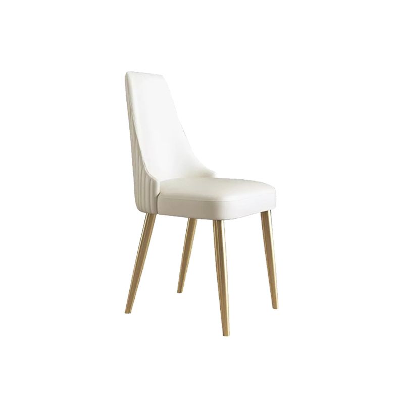 Glam Style Parsons Side Chair Leather White Indoor Dining Chair Clearhalo 'Dining Chairs' 'Dining Tables & Seating' 'dining_chair' 'furn' 'furn_dining_chair' 'Furniture' 'Kitchen & Dining Furniture' 1200x1200_0bdd6a6a-e67a-4d10-bed5-15b8e837a990