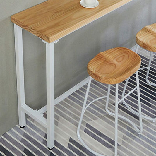 工業スタイルの長方形バーテーブルソリッドウッド固定ビストロバーデスク