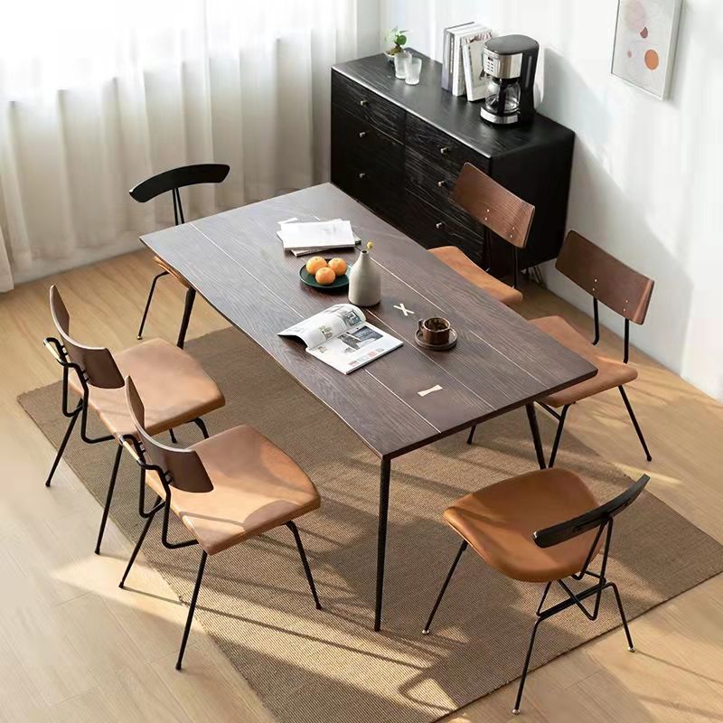 Juego de comedor industrial 1/5/6/7 PCS Mesa de comedor de madera maciza y sillas sin brazos