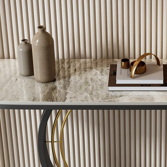 12 Inch Wide Accent Table Half Moon Stone Console Table for Hall Clearhalo 'Console Tables' 'console_tables' 'Entry & Mudroom Furniture' 'furn' 'furn_console_tables' 'Furniture' 1200x1200_0be36fb2-63e7-4567-a667-660408685321