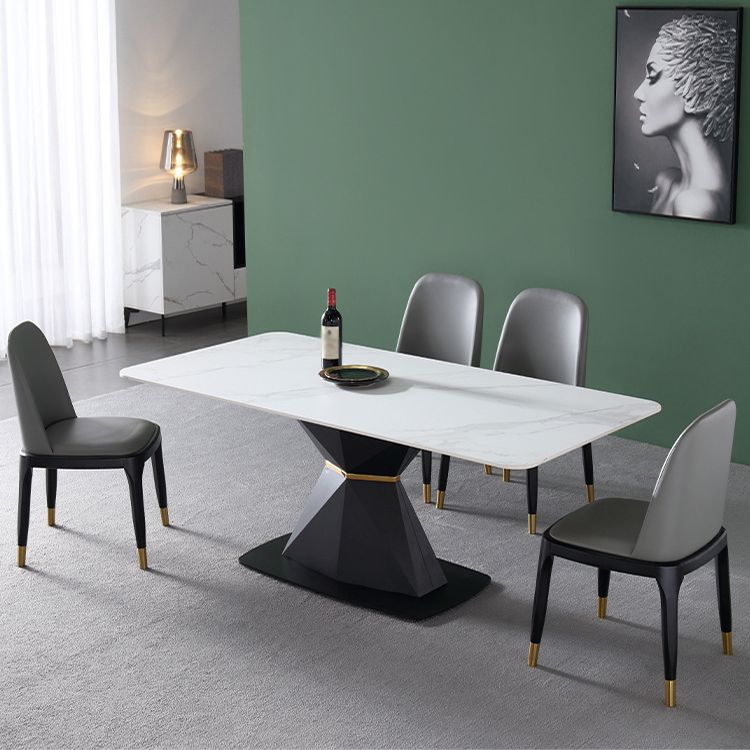 Modernes rechteckiges Esstisch-Set aus gesintertem Stein, 1/4/5-teilig, Esszimmer-Set für den Heimgebrauch