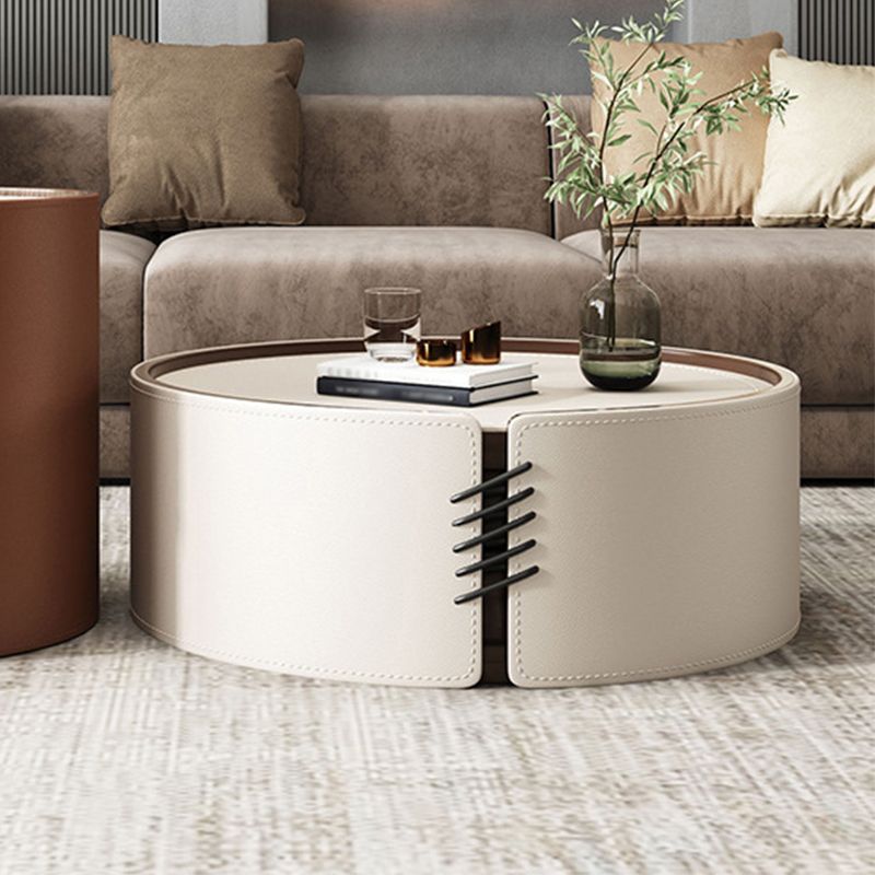 Modern Drum-shaped Base Design Wood with Storage Space Coffee Table Clearhalo 'Coffee & Accent Tables' 'Coffee Tables' 'coffee_tables' 'furn' 'furn_coffee_tables' 'Furniture' 'furniture_coffee_tables' 'Living Room Furniture' 1200x1200_0be42caa-d397-4490-abfd-9dfb6d0df091
