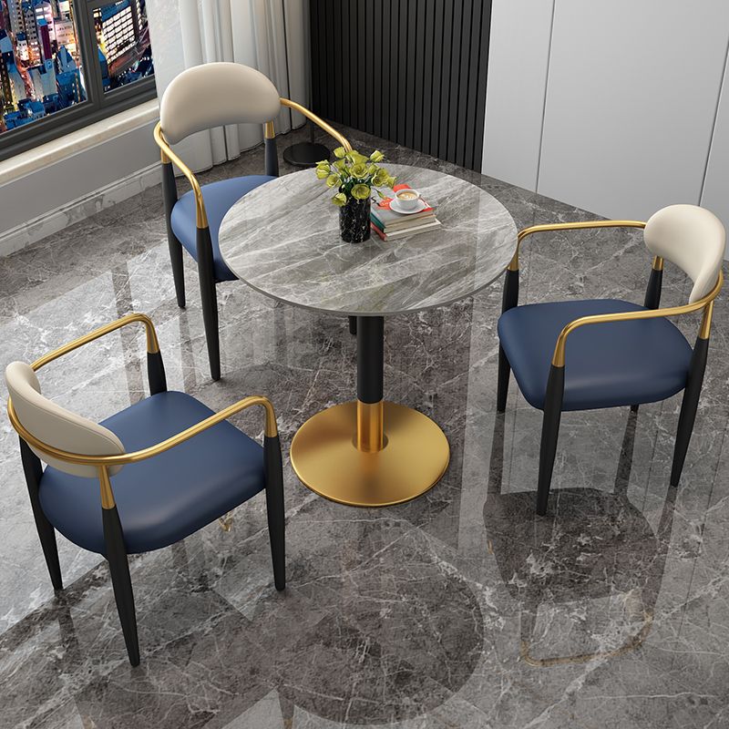 Mesa de comedor redonda Escritorio con base de pedestal de lujo de piedra sinterizada