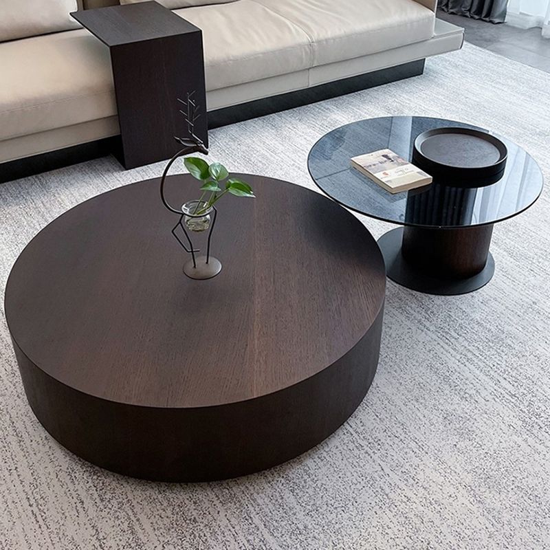 North European Round Coffee Table Wood 1 Cocktail Table with Drawers Clearhalo 'Coffee & Accent Tables' 'Coffee Tables' 'coffee_tables' 'furn' 'furn_coffee_tables' 'Furniture' 'Living Room Furniture' 1200x1200_0be702d6-526c-4061-9b98-7179ccb72676