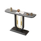 Black Pedestal Table Modern Half Moon Accent Tablel for Hall