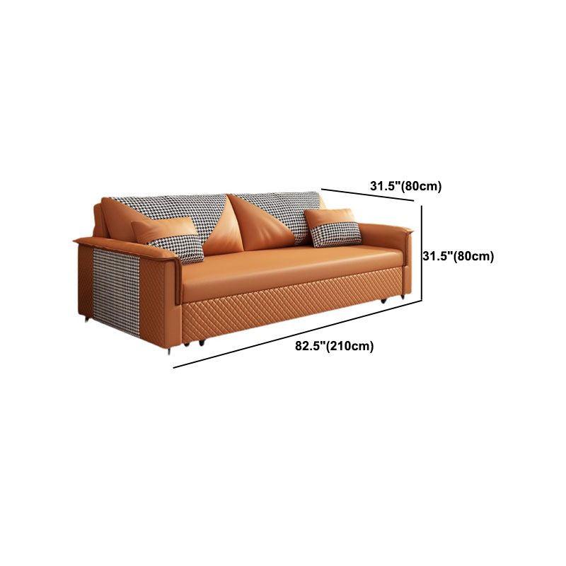 Modern Pillow Top Arm Sofa Bed Faux Leather Sofa with Storage Clearhalo 'furn' 'furn_sofas' 'Furniture' 'Living Room Furniture' 'Sofa' 'sofas' 1200x1200_0be8f24a-e21f-4e03-8724-41a09c3b4c6d