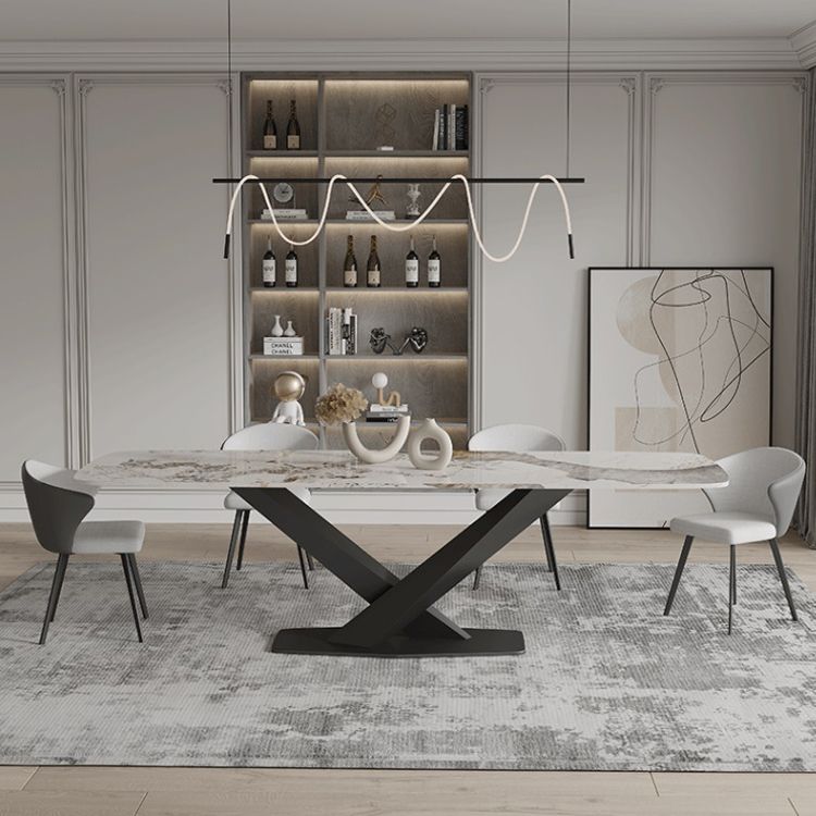 Modern Sintered Stone Top Dining Set Rectangle 1/3/4/5/7/9 Pieces Dining Room Table Set Clearhalo 'Dining Room Sets' 'Dining Tables & Seating' 'dining_room_set' 'furn' 'furn_dining_room_set' 'Furniture' 'Kitchen & Dining Furniture' 1200x1200_0be9dafd-794f-4fe0-a556-42d735151b5b