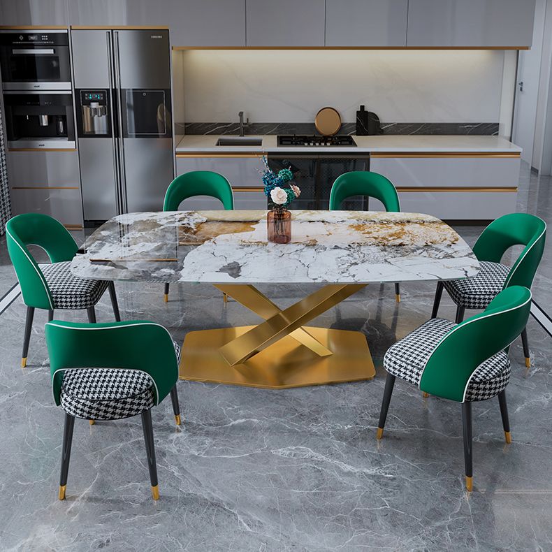 Luxury Home Sintered Stone Table Rectangle Table with Gold Pedestal Base Clearhalo ' dining_table' 'Dining Tables & Seating' 'Dining Tables' 'furn' 'furn_dining_table' 'Furniture' 'furniture_dining_table' 'Kitchen & Dining Furniture' 'kitchen&dining_furn' 'kitchen' 'kitchen_dining_table' 1200x1200_0bebfd51-2852-47dc-bde4-094205497c2c