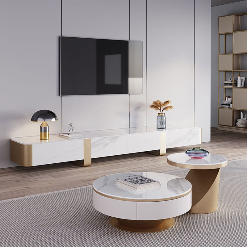 Glam TV Console Enclosed Storage Stone Media Console with 4 Drawers for Living Room Clearhalo 'furn' 'furn_tv_stands_entertainment_centers' 'Furniture' 'Living Room Furniture' 'TV Stands & Entertainment Centers' 'TV Stands & Media Storage Furniture' 'tv_stands_entertainment_centers' 1200x1200_0bec8b5a-5a38-44e3-98b3-bab26719bed3