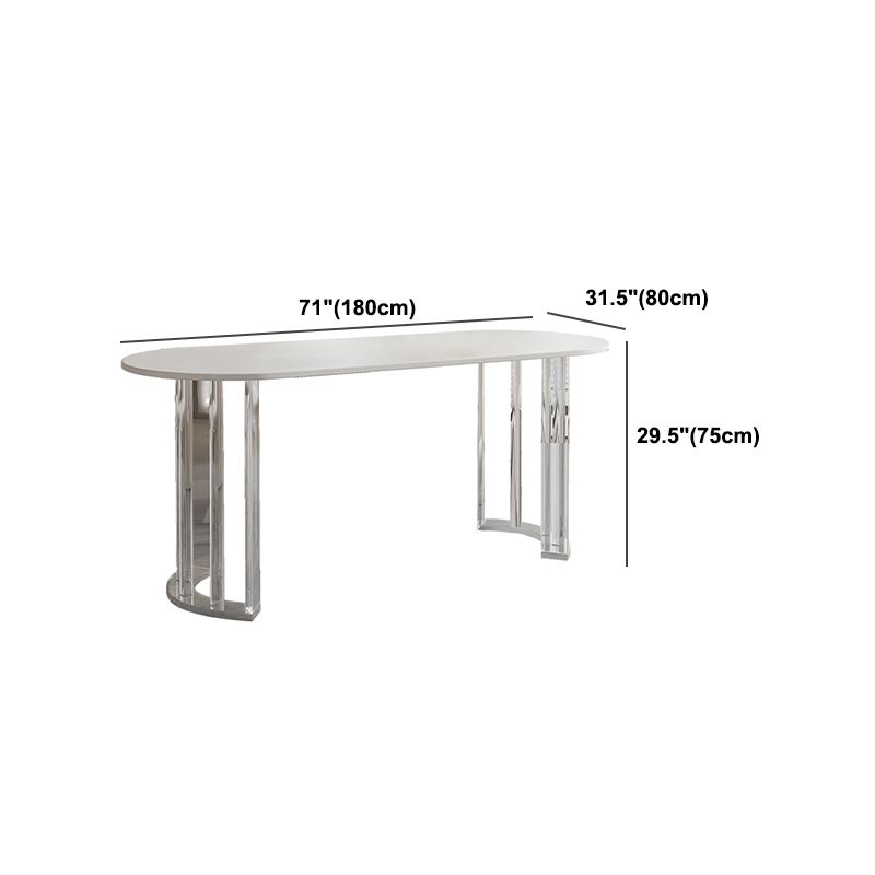 White Top Oval Dining Table Stone Dining Table with Acrylic Base