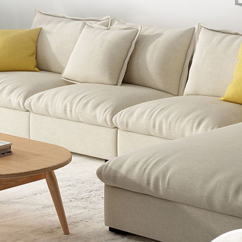 Contemporary Removable Cushions Sectionals 33.46"High Straight Arm Sofa,Beige Clearhalo 'furn' 'furn_sectionals' 'Furniture' 'furniture_sectionals' 'kitchen' 'kitchen_sectionals' 'Living Room Furniture' 'Sectionals' 1200x1200_0bee1e27-abac-48c3-beb2-eff2cbe0d5a3