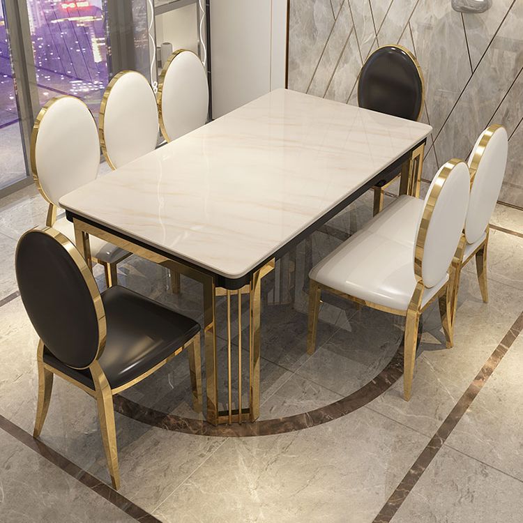 Metal Traditional Luxury Rectangle Indoor Table Sintered Stone Top Table with Legs Clearhalo ' dining_table' 'Dining Tables & Seating' 'Dining Tables' 'furn' 'furn_dining_table' 'Furniture' 'furniture_dining_table' 'Kitchen & Dining Furniture' 'kitchen&dining_furn' 'kitchen' 'kitchen_dining_table' 1200x1200_0bee76da-d2f4-4fcb-b5ea-a7780f4b627b