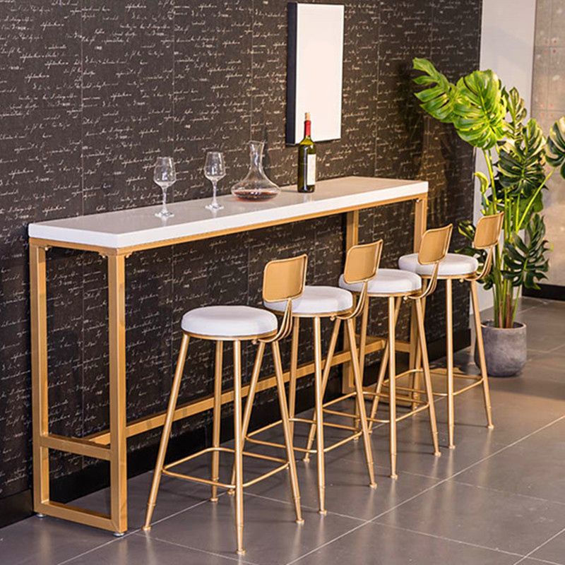 Glam – Table de comptoir de bar rectangulaire en Faux marbre, avec pieds en métal, pour cuisine