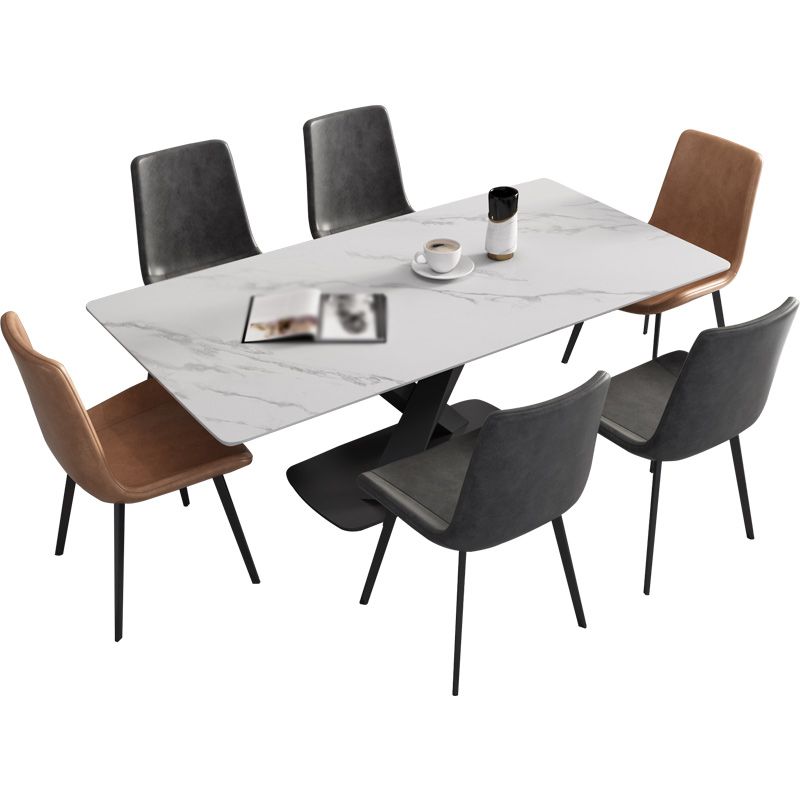 Modern Rectangle Dinette Set 1/3/4/5/6/7 Pieces Dining Table Set with Sintered Stone Top Clearhalo 'Dining Room Sets' 'Dining Tables & Seating' 'dining_room_set' 'furn' 'furn_dining_room_set' 'Furniture' 'furniture_dining_room_set' 'Kitchen & Dining Furniture' 1200x1200_0bf04200-717b-4f74-921a-9410fa9aba40