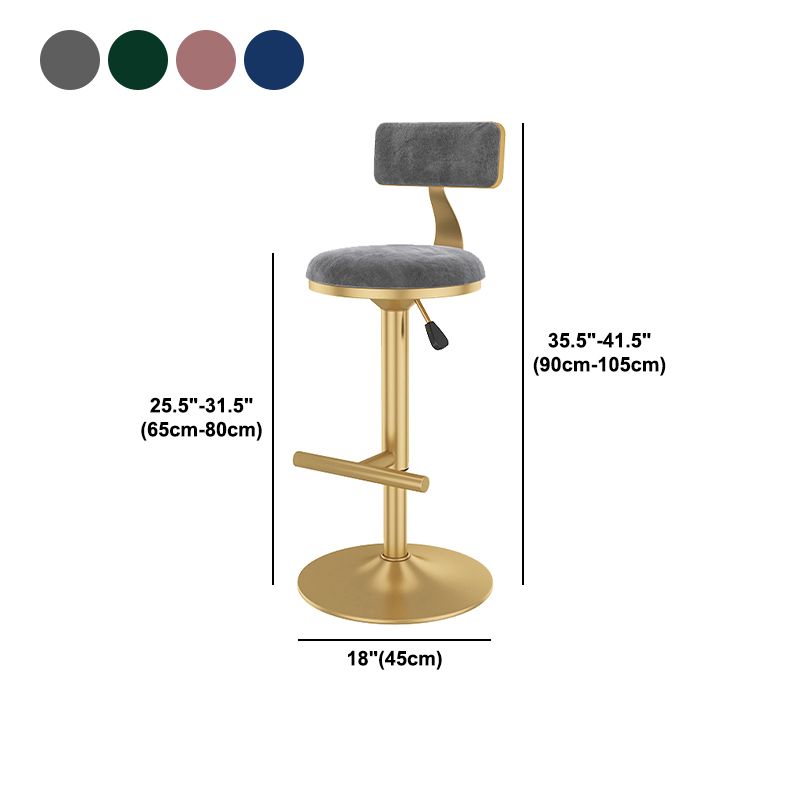 Glam Rotatable Backrest Counter Stool Steel Kitchen Bar Stool with Cushion and Pedal Clearhalo 'Bar Furniture' 'Bar Stools' 'bar_stools' 'furn' 'furn_bar_stools' 'Furniture' 'furniture_bar_stools' 'Kitchen & Dining Furniture' 1200x1200_0bf204c5-3f0b-4de7-be73-e6320f36ff01