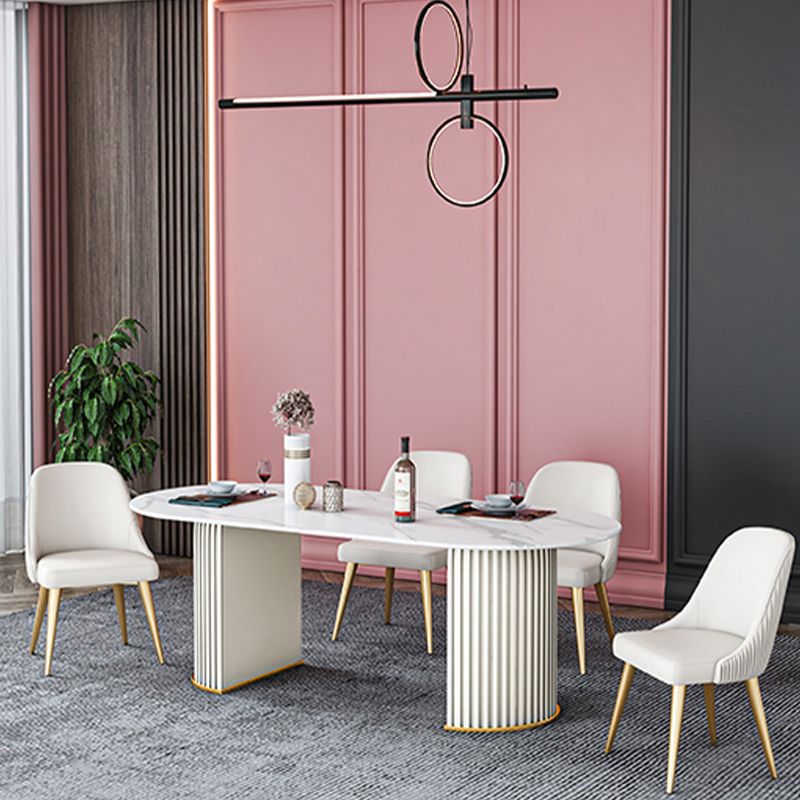 Stone Top Dining Table Contemporary Oval Dining Table with Sled Base Clearhalo 'Dining Tables & Seating' 'Dining Tables' 'dining_table' 'Furniture' 'furniture_dining_table' 'Kitchen & Dining Furniture' 'kitchen' 'kitchen_dining_table' 1200x1200_0bf23e2b-a5df-4d51-8db0-798d98226418