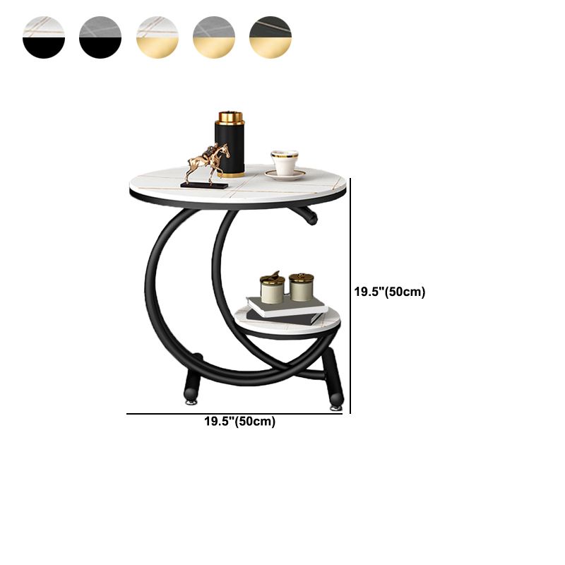 19.6"/23.6" Modern Slate Round End Table Metal C Side Table with Shelf