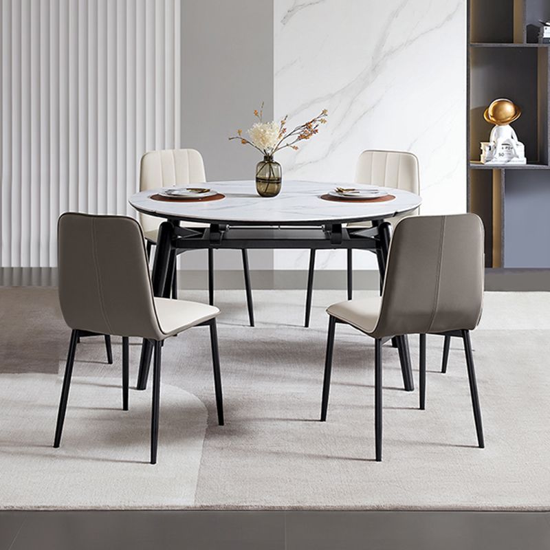 Stone Top Dinette Table with Black Legs Modern Round Dining Table Clearhalo 'Dining Tables & Seating' 'Dining Tables' 'dining_table' 'furn' 'furn_dining_table' 'Furniture' 'Kitchen & Dining Furniture' 1200x1200_0bf2f30a-6f83-4d23-bd33-76ed8f0c07f4