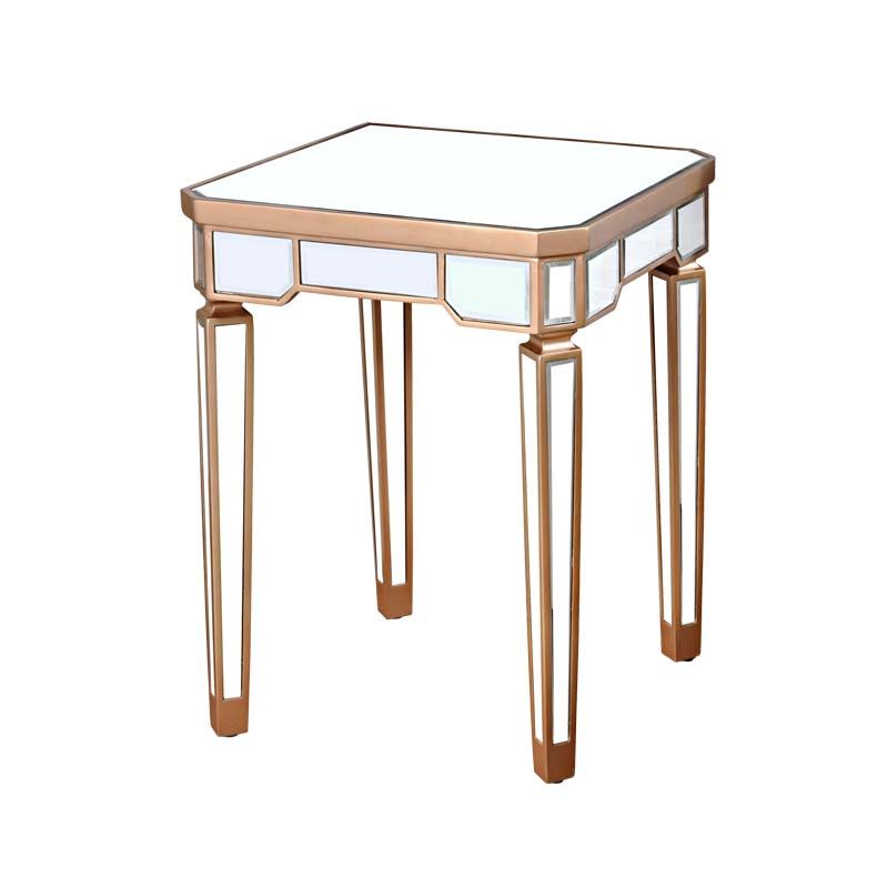 Modern de 25.6 "de altura 4 patas Mesa de vidrio cuadrada Top de vidrio superior