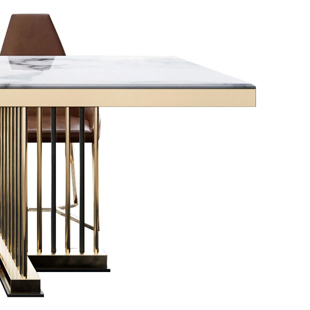 Glam Rectangle Shape Marble Dining Table Standard Dining Table for Kitchen Clearhalo ' dining_table' 'Dining Tables & Seating' 'Dining Tables' 'furn' 'furn_dining_table' 'Furniture' 'furniture_dining_table' 'Kitchen & Dining Furniture' 'kitchen&dining_furn' 'kitchen' 'kitchen_dining_table' 1200x1200_0bf6ed16-343a-4c28-9202-3e708955b173