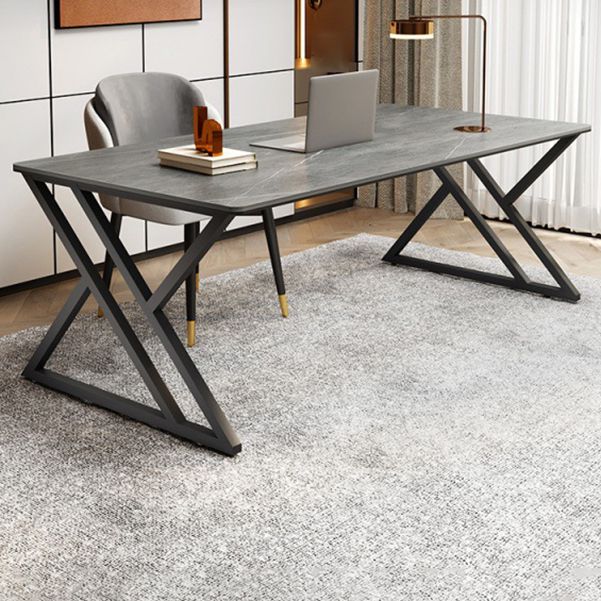 Stone Rectangular Office Desk Industrial 29.53" Tall Writing Desk Clearhalo 'furn' 'furn_office_desk' 'Furniture' 'Office Desks' 'Office Furniture' 'office_desk' 1200x1200_0bf75a67-4d0f-4250-b89d-663881997587