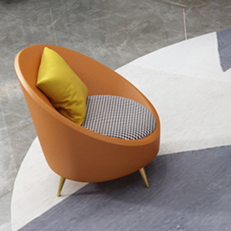 Faux Leather Sloped Arm Sofa Contemporary Curved Sofa in Orange