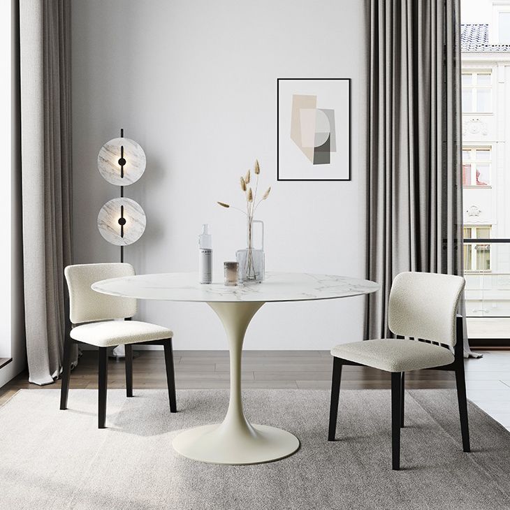 Contemporary Style Dinette Table Round Stone Furniture with Tulip Base Clearhalo ' dining_table' 'Dining Tables & Seating' 'Dining Tables' 'furn' 'furn_dining_table' 'Furniture' 'furniture_dining_table' 'Kitchen & Dining Furniture' 'kitchen&dining_furn' 'kitchen' 'kitchen_dining_table' 1200x1200_0bf77866-56a6-4f2a-a1a9-8dac6f8e0aba