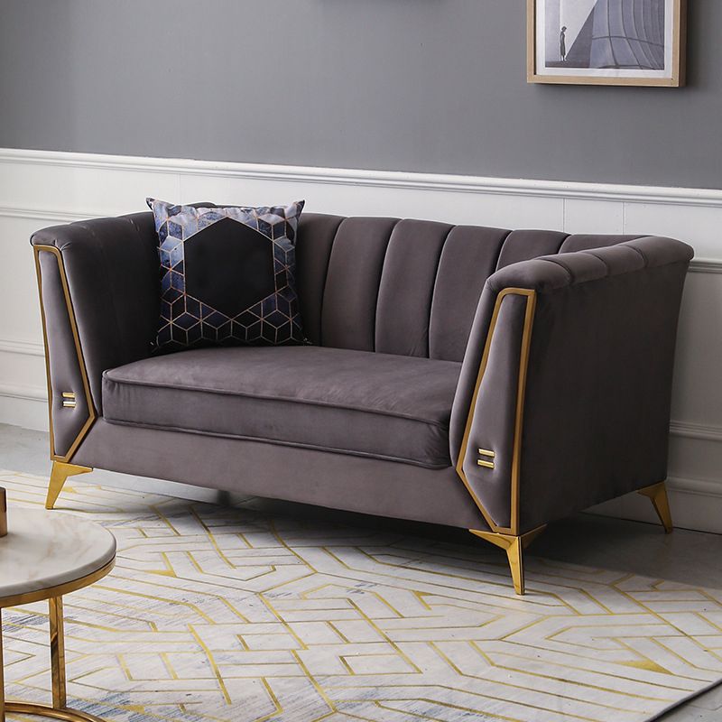 29.5"H Velvet/ Faux Leather Sewn Pillow Back Tuxedo Arm Sofa for Living Room Clearhalo 'Furniture' 'furniture_sofas' 'Living Room Furniture' 'Sofa' 'sofas' 1200x1200_0bf7bd41-e92f-4243-996f-72023f064fc3