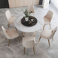 Contemporary Dining Round Table Sintered Stone Table with Metal Legs for Home Clearhalo 'Dining Tables & Seating' 'Dining Tables' 'dining_table' 'furn' 'furn_dining_table' 'Furniture' 'Kitchen & Dining Furniture' 1200x1200_0bf922e2-fbf1-41c7-8ccb-aff8055618ba