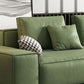 Square Arm 3/4-Seater Sofa & Chaise Green Faux Leather Sectional