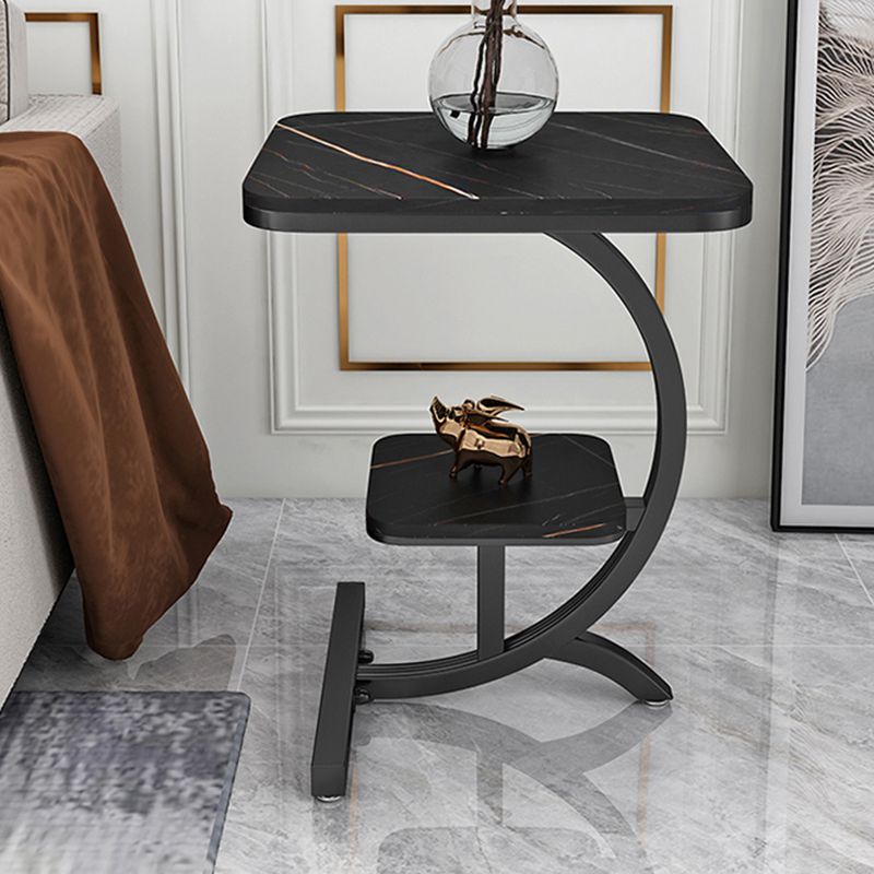 Double Tier Square Slate Top End Table Metal C Side Table for Living Room Clearhalo 'Coffee & Accent Tables' 'End & Side Tables' 'end_side_tables' 'furn' 'furn_end_side_tables' 'Furniture' 'Living Room Furniture' 1200x1200_0bfccbd8-58d7-4f88-9033-2d75648e31d5