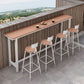 Bar-Esstisch aus Kunststoff, Holz, moderner rechteckiger Bartisch mit Bock für Café-Balkon