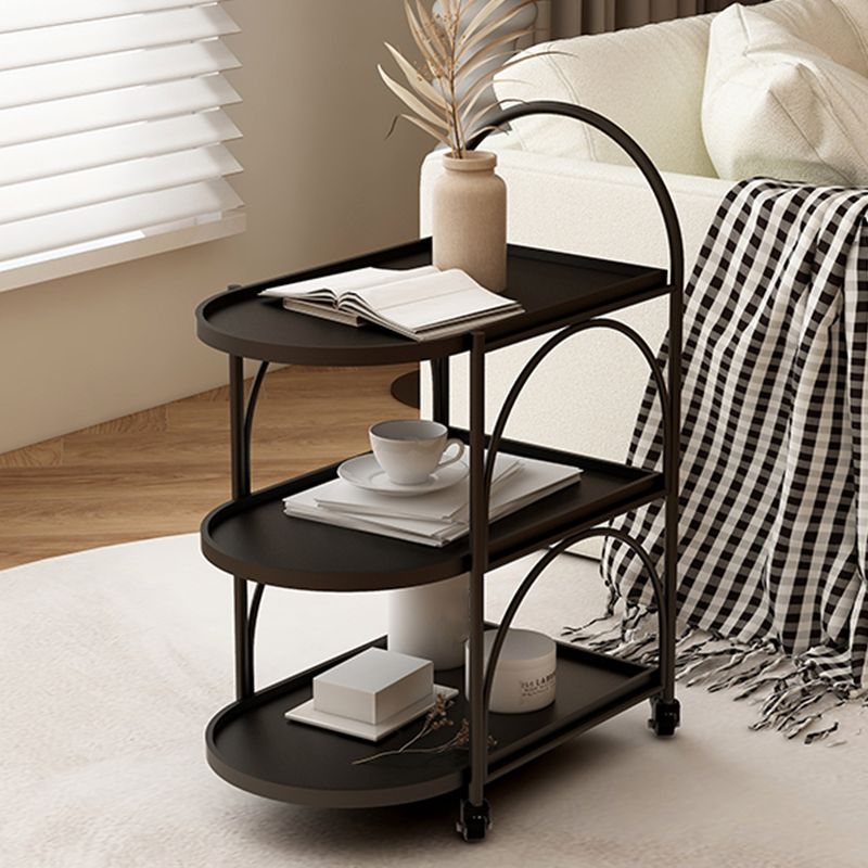 Tavolo da estremità ovale a 3 livelli con ruote laterale moderno con ruote