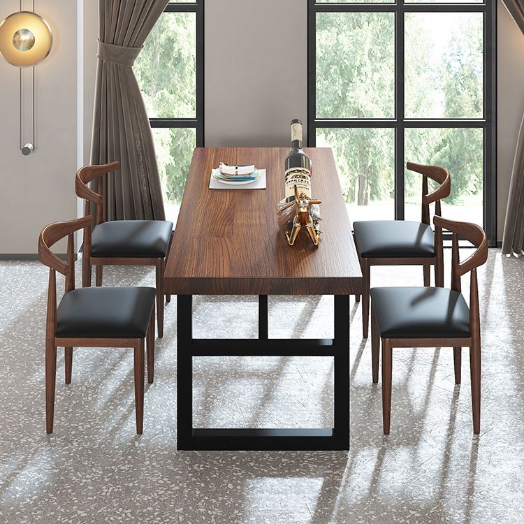 Industrial Rectangle Dining Table Wooden Table with Metal Base for Home Use Clearhalo 'Dining Tables & Seating' 'Dining Tables' 'dining_table' 'furn' 'furn_dining_table' 'Furniture' 'Kitchen & Dining Furniture' 1200x1200_0bff4232-2190-4357-9833-46fa18e79aff