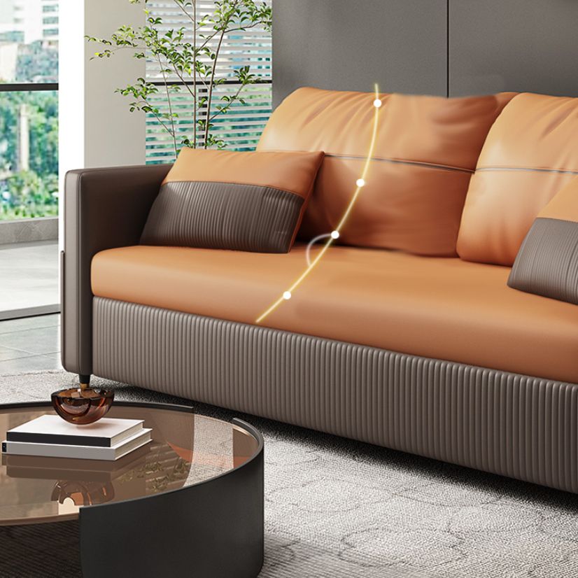 Contemporary Futon Sofa Bed with Storage Pillow Back Square Arms Sleeper Sofa Clearhalo 'furn' 'furn_futons' 'Furniture' 'Futons & Daybeds' 'Futons' 'Living Room Furniture' 1200x1200_0bffdcf3-a6cc-4216-bc4b-66401761bcfc