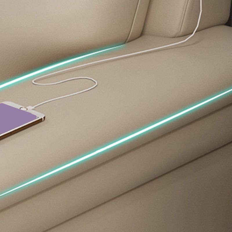 Sofá de brazo empotrado de cuero genuino de crema estacionaria contemporánea