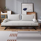 White Armless Sofa Bed Buttonless Modern Sleeper Sofa with Black Metal Base