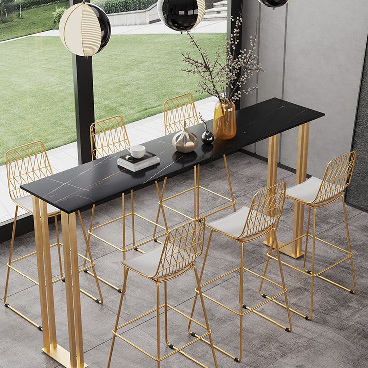 Stenen bar eettafel traditionele luxe rechthoekige bar eettafel met sleeënbasis