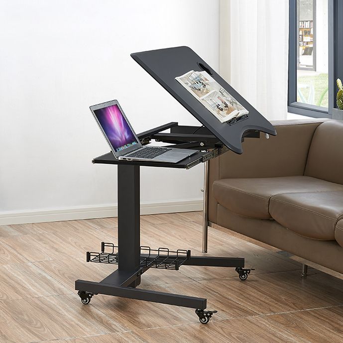 Contemporary Pedestal Writing Desk Folding Office Desk with Metal Legs Clearhalo 'furn' 'furn_office_desk' 'Furniture' 'Office Desks' 'Office Furniture' 'office_desk' 1200x1200_0c04505c-dabc-4630-8d90-b0aed85107ab