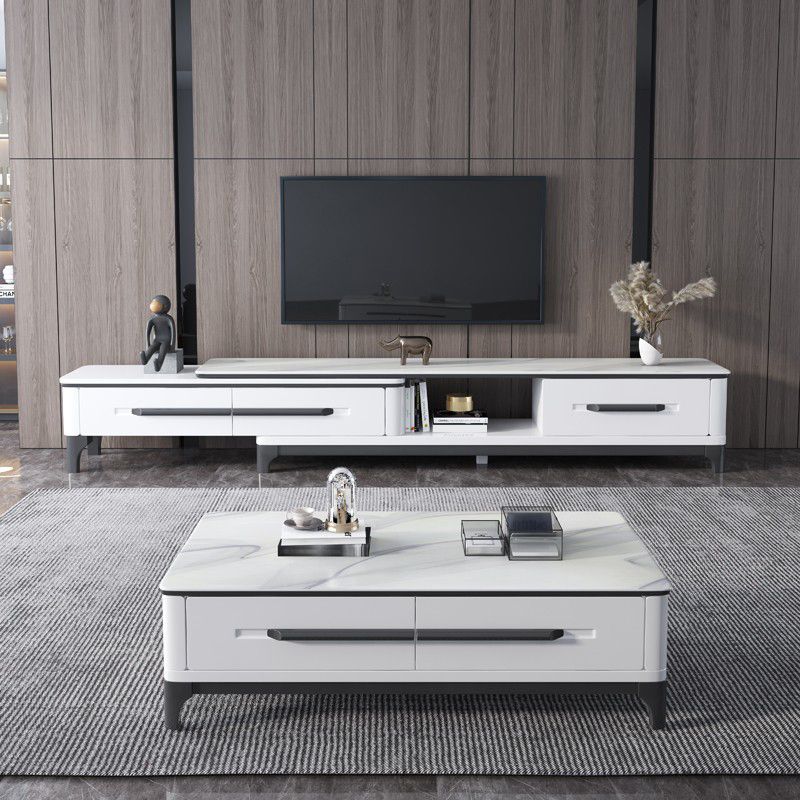 Leisteen koffie of eindtafel met opbergladen rechthoek 4 poten