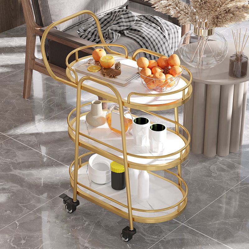 33.46"H Rolling Prep Table Modern Style Oval Reclaimed Wood Prep Table for Home Use