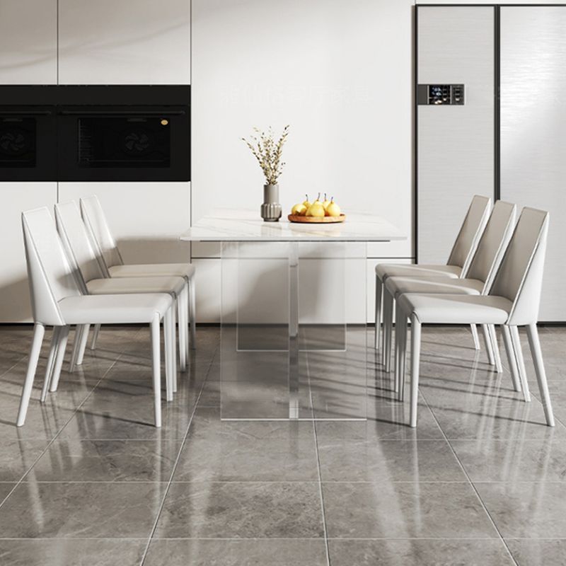 Acrylic Contemporary Rectangular Dining Table Sintered Stone Table with Acrylic base Clearhalo ' dining_table' 'Dining Tables & Seating' 'Dining Tables' 'furn' 'furn_dining_table' 'Furniture' 'furniture_dining_table' 'Kitchen & Dining Furniture' 'kitchen&dining_furn' 'kitchen' 'kitchen_dining_table' 1200x1200_0c070343-27fb-48c3-865e-a03b020eba48