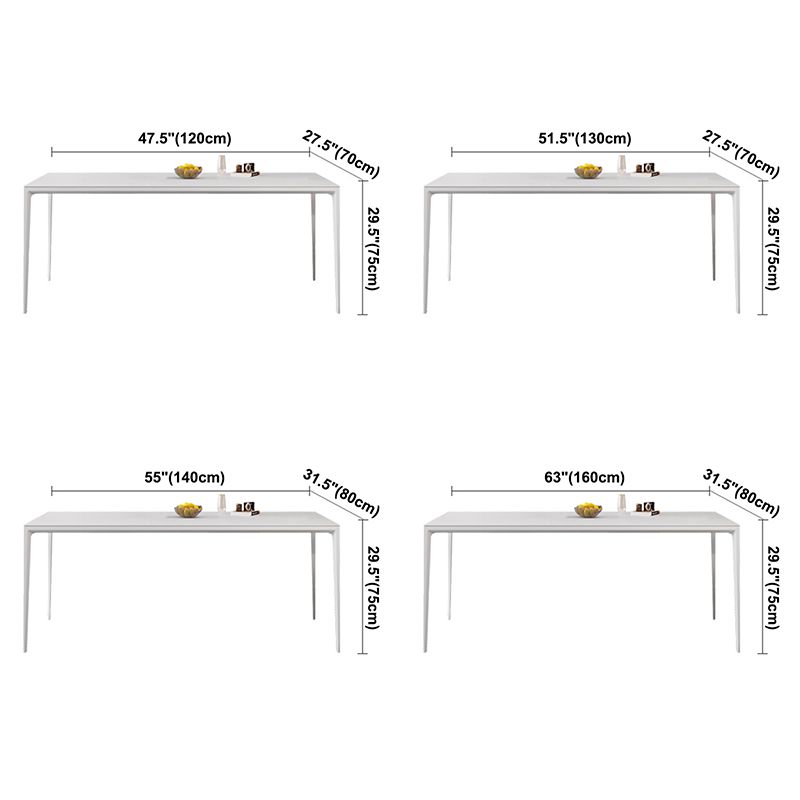 Modern Rectangle Dining Table Sintered Stone Dining Table with 4 White Legs for Home Kitchen Dinner Clearhalo ' dining_table' 'Dining Tables & Seating' 'Dining Tables' 'Furniture' 'furniture_dining_table' 'Kitchen & Dining Furniture' 'kitchen&dining_furn' 'kitchen' 'kitchen_dining_table' 1200x1200_0c075c53-2cc7-4184-817d-3ddce9dfba80