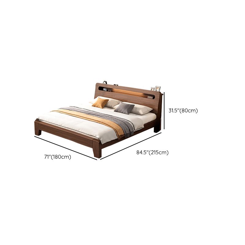 Massives Holzbett in braunem zeitgenössischen 31,49 "-B -Bett mit Kopfteil